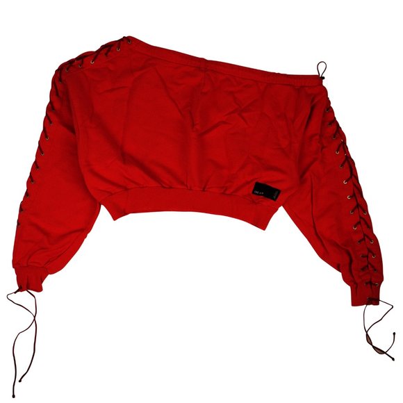 UNRAVEL PROJECT Red Off The Shoulder Sweatshirt Size XS $805 - Picture 5 of 7